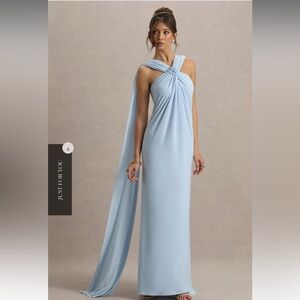 Club L London Light Blue One Shoulder Dress